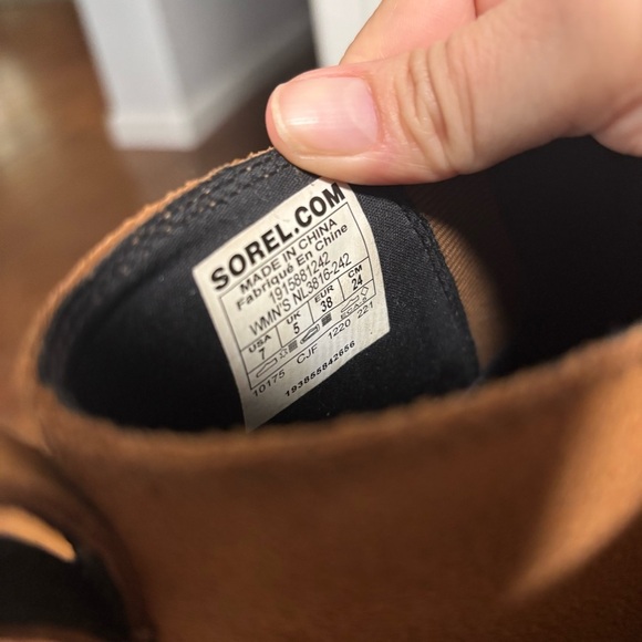 SOREL Evie II Taffy Brown Leather/Suede Hidden Wedge Slip On Chelsea Boots - Picture 9 of 11